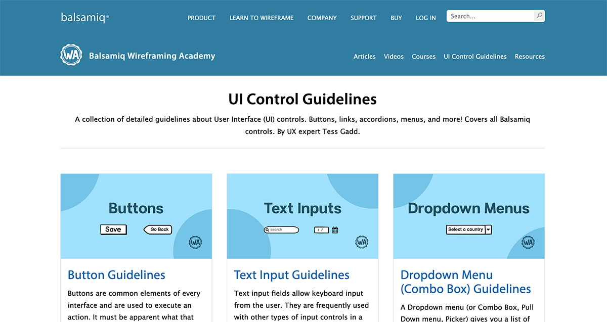 UI Control Guidelines by Tess Gadd